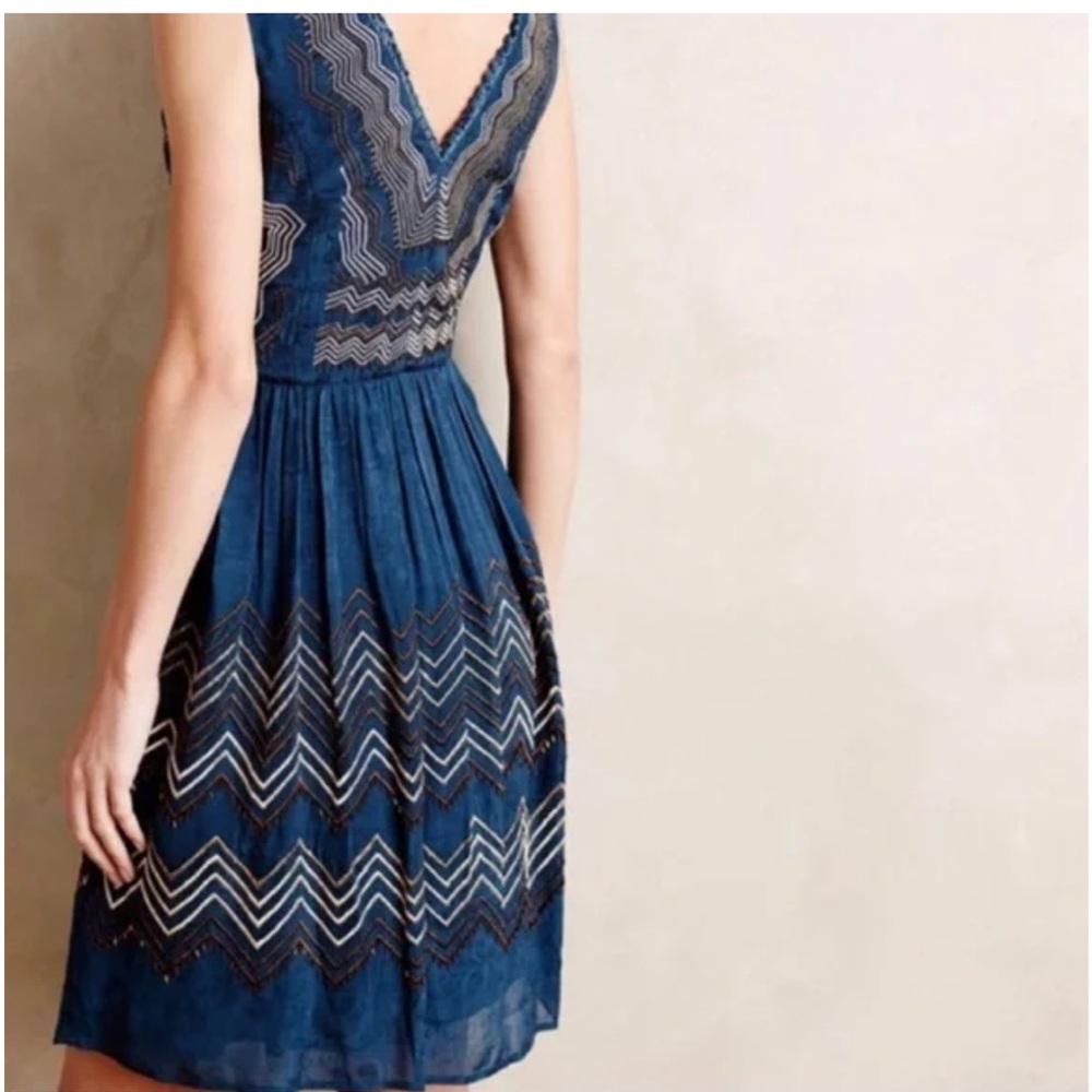 Anthropologie meadow rue turquoise embroidered dress NWT size 8 $228 - Picture 3 of 8